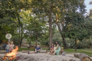 达夫纳Camping Dafna - By Travel Hotel Chain的一群人坐在公园的火堆旁