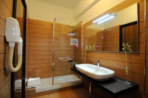 菲乌米奇诺EH Rome Airport Euro House Hotels的一间带水槽和镜子的浴室