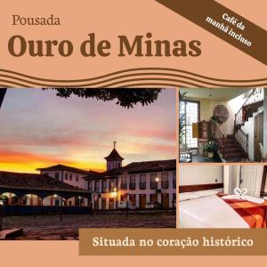 迪亚曼蒂纳Pousada Ouro de Minas的日落景楼照片的拼合物