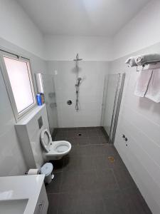 Beʼer OraDream in the Desert的白色的浴室设有卫生间和淋浴。