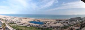 利马Blue Coast Lima Prívate Rooms的享有海滩和海洋的空中景致