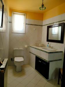 CamarasaCa la Magda的一间带卫生间、水槽和镜子的浴室