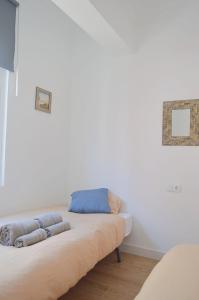 费罗尔Apartamento en centro de Ferrol的白色墙壁的房间里一张沙发