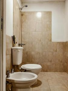 VictoricaPURA SANGRE的浴室配有卫生间、盥洗盆和淋浴。