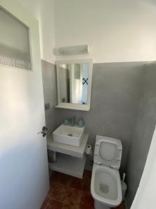 德里奥斯Studios Panorama Drios的一间带卫生间和水槽的小浴室