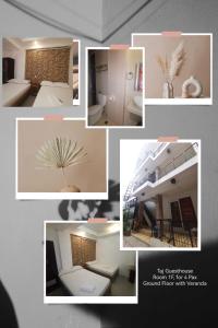 长滩岛Taj Guesthouse Boracay的浴室和房间照片的拼合