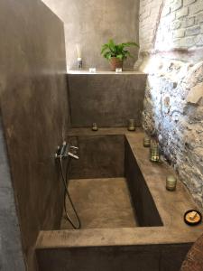 杜柏乡村别墅酒店的浴室设有大浴缸,内有植物