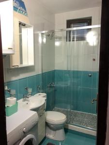 苏沙尼Flora Apartment - near the sea的浴室配有卫生间、盥洗盆和淋浴。