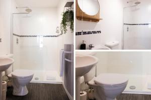 赛伦塞斯特Glevum Lodge - 2 Bedroom Town Centre Apartment的浴室设有卫生间和水槽,两幅图片