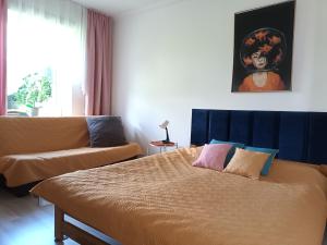科沙林Studio in Kretomino的一间卧室配有一张床和一张沙发