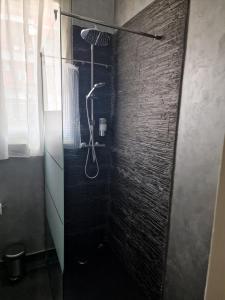 维罗纳Cc133的一间设有砖墙淋浴的浴室