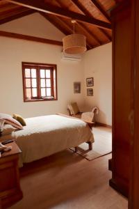 阿古洛Complejo Rural Pajar de Bento的一间卧室配有一张床、一张沙发和一个窗口
