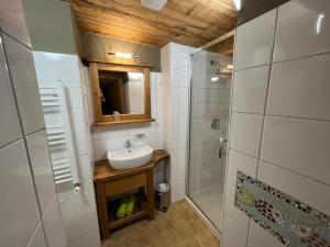 塞尔纳珀苏马维Ubytování Elias的一间带水槽和淋浴的浴室
