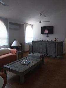 圣克鲁斯华特库Camino al Mar的带沙发和咖啡桌的客厅