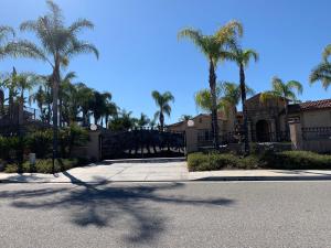 里弗赛德LuxHome Suites & Villa的房屋前一条种有棕榈树的街道