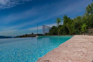 福斯迪诺沃AntiquaeLunae Casali的一座拥有蓝色海水和棕榈树的游泳池