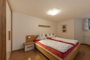 科莱伊萨尔科Ottohof - Feldblick的一间卧室配有一张带红色毯子的大床