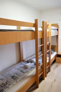波尔托罗Hostel Soline的宿舍间设有两张双层床和一张床。