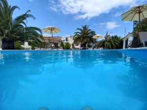 VranáPALMAR CLUB - Villa ZENOBIA的一个带遮阳伞的大型蓝色游泳池