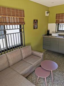 帕拉马里博Tropical appartement的客厅配有沙发和2张桌子
