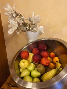 平佐洛比内黎酒店的桌上的金属水果碗