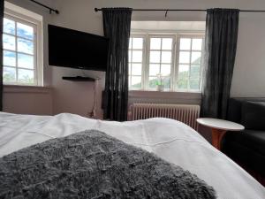 索勒Krebshuset / Kelz0rdk的一间卧室配有一张床和一台平面电视