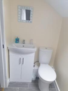 巴茅思Leamington House的浴室配有白色卫生间和盥洗盆。