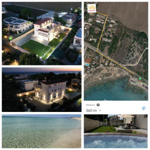普尔萨诺Villa Latina的房屋和海滩的四幅照片拼凑而成