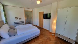 赫尔布兰茨Auszeit im Bad Diezlings的一间卧室配有一张床和一台电视