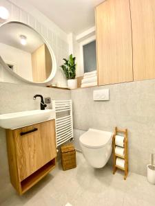 克卢日-纳波卡JAY's Park Place的一间带卫生间、水槽和镜子的浴室