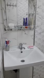 甘贾Apartment at Narimanov 151的浴室设有白色水槽和镜子