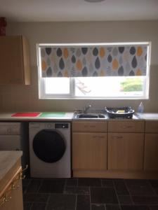西卢港Seymour Apartment - Looe的带洗碗机和水槽的厨房以及窗户。