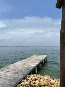 格兰德岛Centro Ubuntu的海洋中部的一个木码头