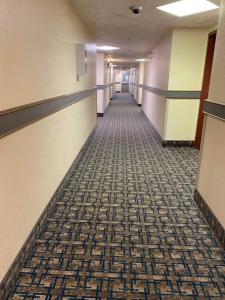 劳埃德明斯特Gold Circle Inn的医院的走廊,铺着地毯