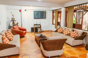 比亚维森西奥Hotel Casa Baquero的带沙发、椅子和电视的客厅