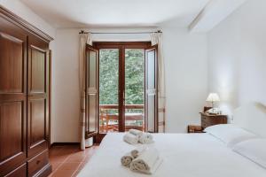 坦皮奥袍沙尼亚Vallicciola Nature Hotel的卧室配有2条毛巾,卧室配有窗户。