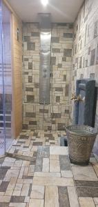 滨海萨纳里ML83的带淋浴的浴室(带石墙)