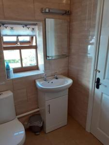 惠特比Meadowsweet @ Laneside的一间带水槽和卫生间的浴室以及窗户。