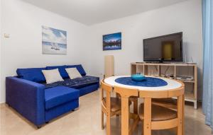 巴尔巴特纳拉布Stunning Apartment In Barbat With Kitchen的客厅配有蓝色的沙发和电视