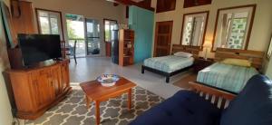 蓬塔戈尔达Belize Bay Estate的带沙发和电视的客厅