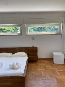 泰拉奇纳Domus的一间卧室设有两张床和两个窗户。