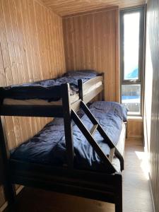 尤坎New apartment, Gausta in Rjukan. Ski in/ ski out的小屋设有两张双层床,配有窗户