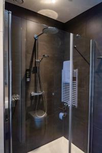迪尔斯泰德附近韦克Hotel Brasserie Florian的浴室里设有玻璃门淋浴