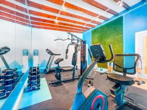 好莱坞Greniers的健身房设有跑步机,健身房提供健身自行车
