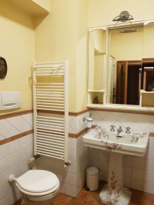 波尔图圣乔治B&B Borgo Antico的一间带卫生间、水槽和镜子的浴室