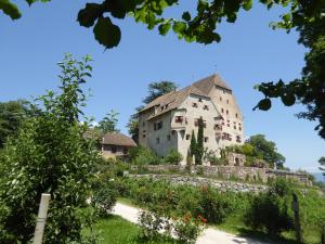 阿皮亚诺苏拉斯特拉达Schloss Englar的一座带花园的大山丘建筑