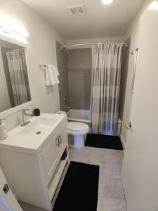 巴尔的摩Inner Harbor's Best Furnished Luxury Apartments apts的浴室配有白色水槽和卫生间。