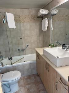 荷兹利亚Oceanus apartment hotel的浴室配有盥洗盆、卫生间和浴缸。