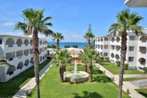 阿利卡纳斯Alykanas Beach Grand Hotel by Zante Plaza的享有喷泉和棕榈树建筑的空中景致