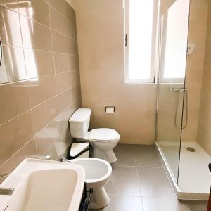圣港Porto Santo Destination的浴室配有卫生间、盥洗盆和淋浴。